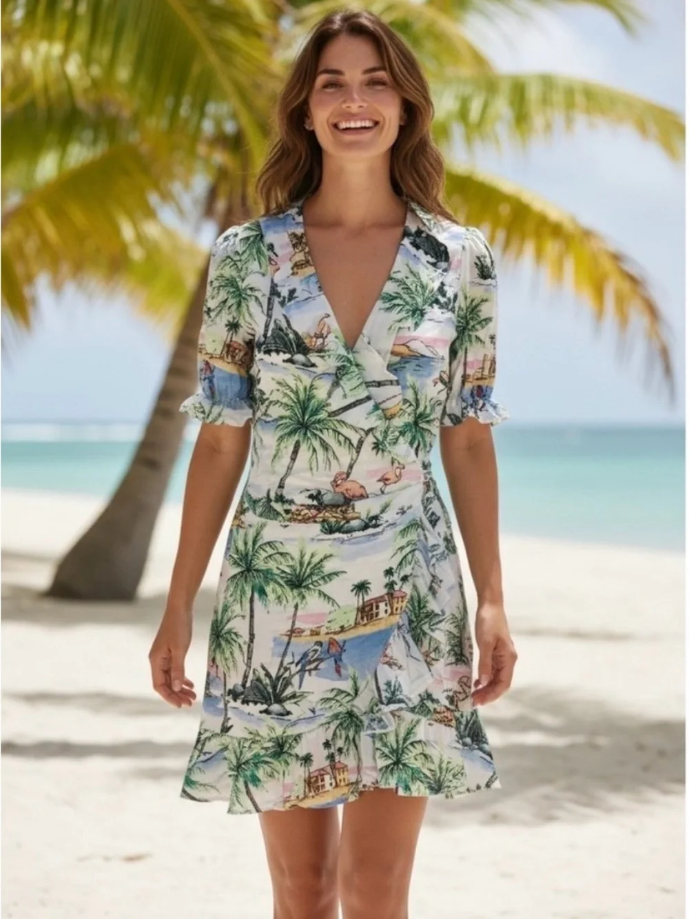 plus size women print dress Final Sale Faux Wrap in Blue Floral Bring sunshine into your Production_Paused JACKET SIZE:M Zesty Lemons Cute Summer